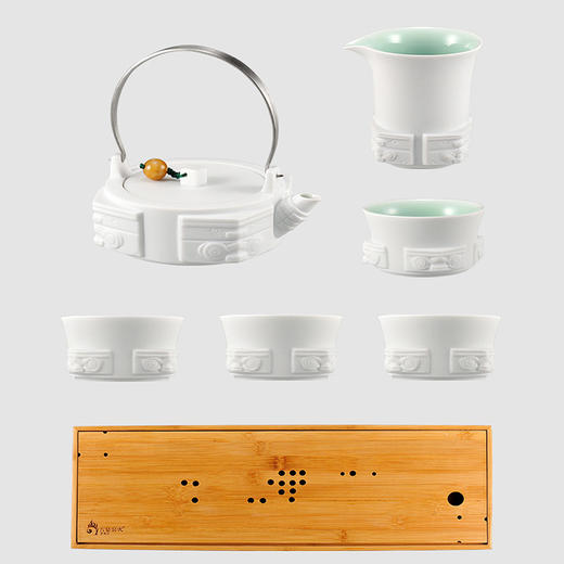 玉青瓷 四方如意系列 一壶四杯一公道一茶盘 新四方如意A 商品图2