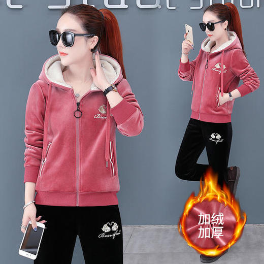 SP-93728冬季新款时尚加绒加厚两件套运动套装 商品图2