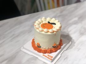 手绘橙子油画风奶油生日蛋糕