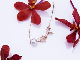 锦鲤Akoya珍珠18k玫瑰金项链