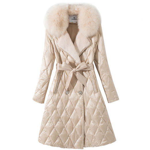 YLYM-W2257新款女装狐狸毛+水貂毛白鸭绒不可拆卸羽绒服 商品图4