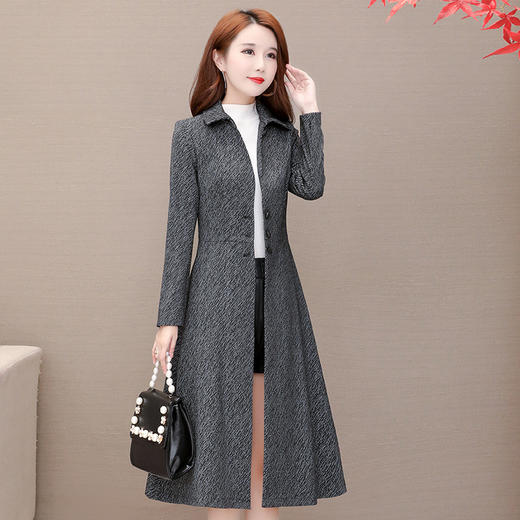 YX-JJ-78527加厚风衣女2020秋季新款韩版气质显瘦减龄中长款大衣外套 商品图1