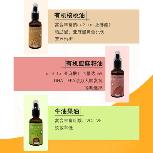 N-cubic恩库克宝宝吃的辅食核桃油亚麻籽油牛油果油组合装 商品图2