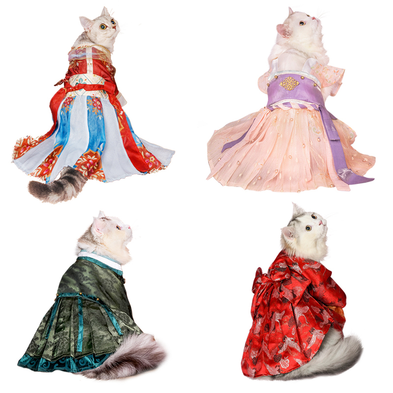 一拾吾猫咪汉服 圆领团花斓袍