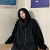 秋冬韩版ins原宿风加绒加厚宽松纯色百搭休闲连帽卫衣开衫外套女 商品缩略图3