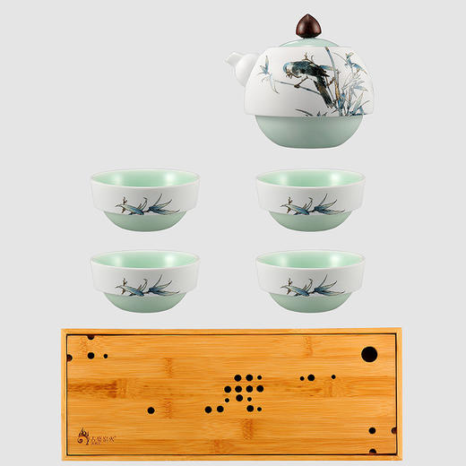 玉青瓷 般若系列 玉砂画面 一壶四杯一茶盘 茶盘包装 般若B（玉砂画面） 商品图2