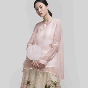 芷若凤梧 女士粉色长袖衫（预售）&真丝欧根缎印花长裙