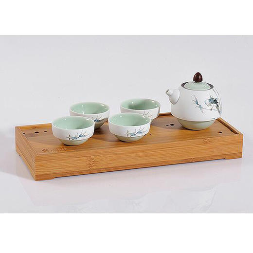 玉青瓷 般若系列 玉砂画面 一壶四杯一茶盘 茶盘包装 般若B（玉砂画面） 商品图0