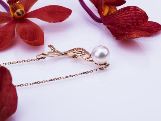 锦鲤Akoya珍珠18k玫瑰金项链 商品图4