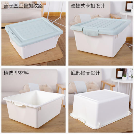 塑料收纳箱磨砂质感家用透明有盖衣服零食书籍整理箱 商品图3