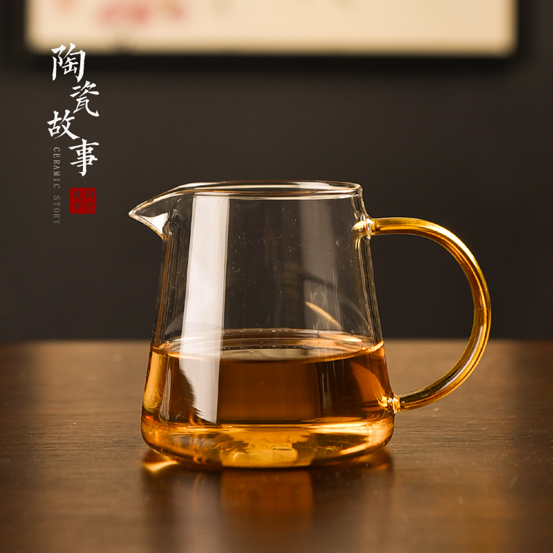公道杯-玻璃公道杯-直身公杯橘把/透明把 小号280ML/大号400ML
