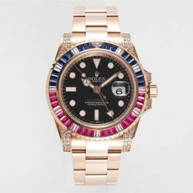 ROF劳li士格林尼治ll后镶钻定制版！每一颗钻石/彩宝均来自奥地利（施华洛世奇原产地）精钢表带，密底，男士腕表，自动机械机芯