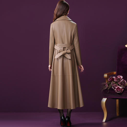 WXY-W-CT-2092-2X海宁真皮外套秋冬女2020新款绵羊皮气质修身英伦风长款大衣 商品图2