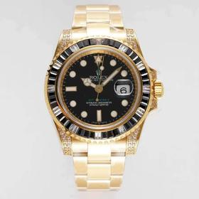 ROF劳li士格林尼治ll后镶钻定制版！每一颗钻石/彩宝均来自奥地利（施华洛世奇原产地）精钢表带，密底，男士腕表，自动机械机芯