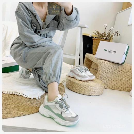 【复古百搭，ins摩登风】卡帝乐鳄鱼老爹鞋时尚拼色内增高女鞋 商品图4