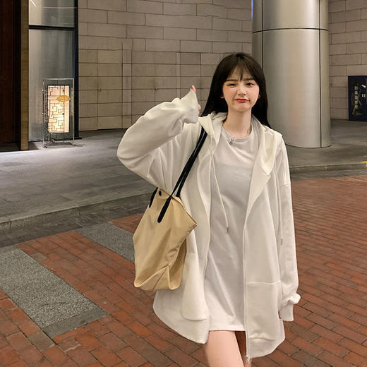 2021冬季新款加绒加厚学生上衣宽松可爱小熊卫衣女连帽薄款外套潮七夕情人节 商品图2