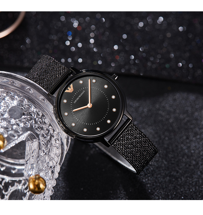 【品牌授权】 emporio armani 阿玛尼手表 满天星手表 黑色满天星编织