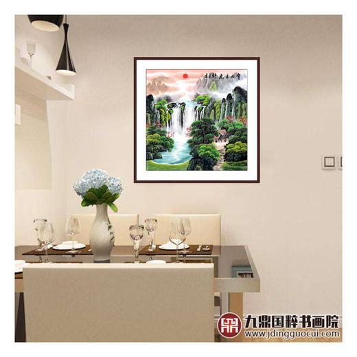 刘一民《富水长流》68*68cm 山水斗方作品 办公室/客厅挂画 商品图5