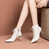MDE-Q1951678新款真皮女靴子尖头细高跟皮靴系带时装短靴 商品缩略图1