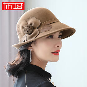 PT0920复古礼帽冬天羊毛呢帽女定型帽新款冬季女帽子卷边毡帽