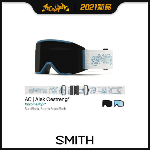2021 Smith雪镜 squad mag asia fit黑色镜片篮框 商品图0