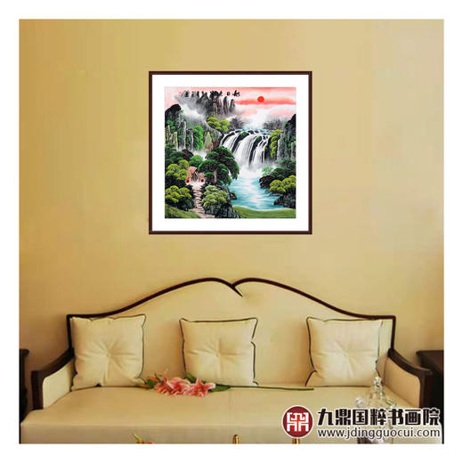 刘一民《旭日东昇》68*68cm 山水斗方作品 办公室/客厅挂画 商品图6