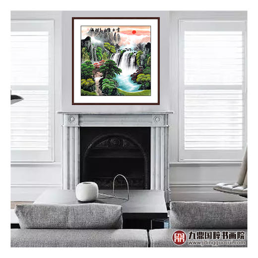 刘一民《富水长流》68*68cm 山水斗方作品 办公室/客厅挂画 商品图4