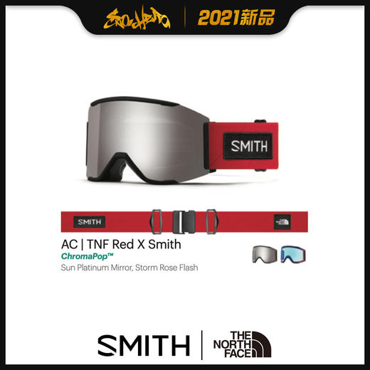2021 Smith雪镜 squad mag asia fitTNF合作款银色镜片红框 商品图0