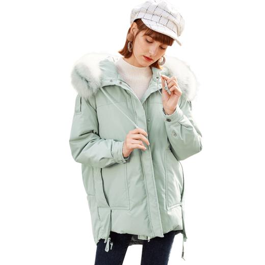 冬新款长袖貉子毛连帽大毛领羽绒服女加厚宽松bf白鸭绒外套 商品图4