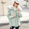 冬新款长袖貉子毛连帽大毛领羽绒服女加厚宽松bf白鸭绒外套 商品缩略图0