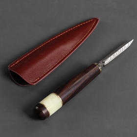 不锈花纹钢普洱开茶刀撬茶刀胚大马士革黑茶工具茶道配件木柄茶具