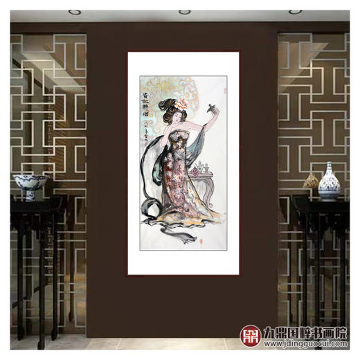 柴发林《贵妃醉酒》68*138cm 人物竖幅作品 玄关/书房挂画 商品图2