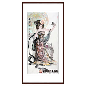 柴发林《贵妃醉酒》68*138cm 人物竖幅作品 玄关/书房挂画
