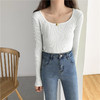 女装针织打底衫cec秋季韩版新款百搭修身U领毛衣显瘦长袖简约上衣七夕情人节 商品缩略图3