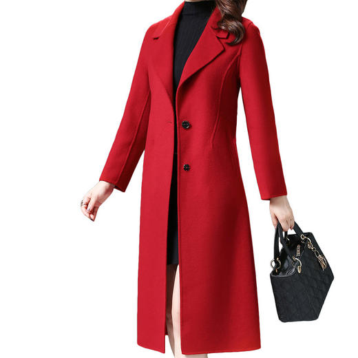 双面羊毛大衣女2020秋冬装流行毛呢外套长款过膝修身大红色大衣新 商品图4