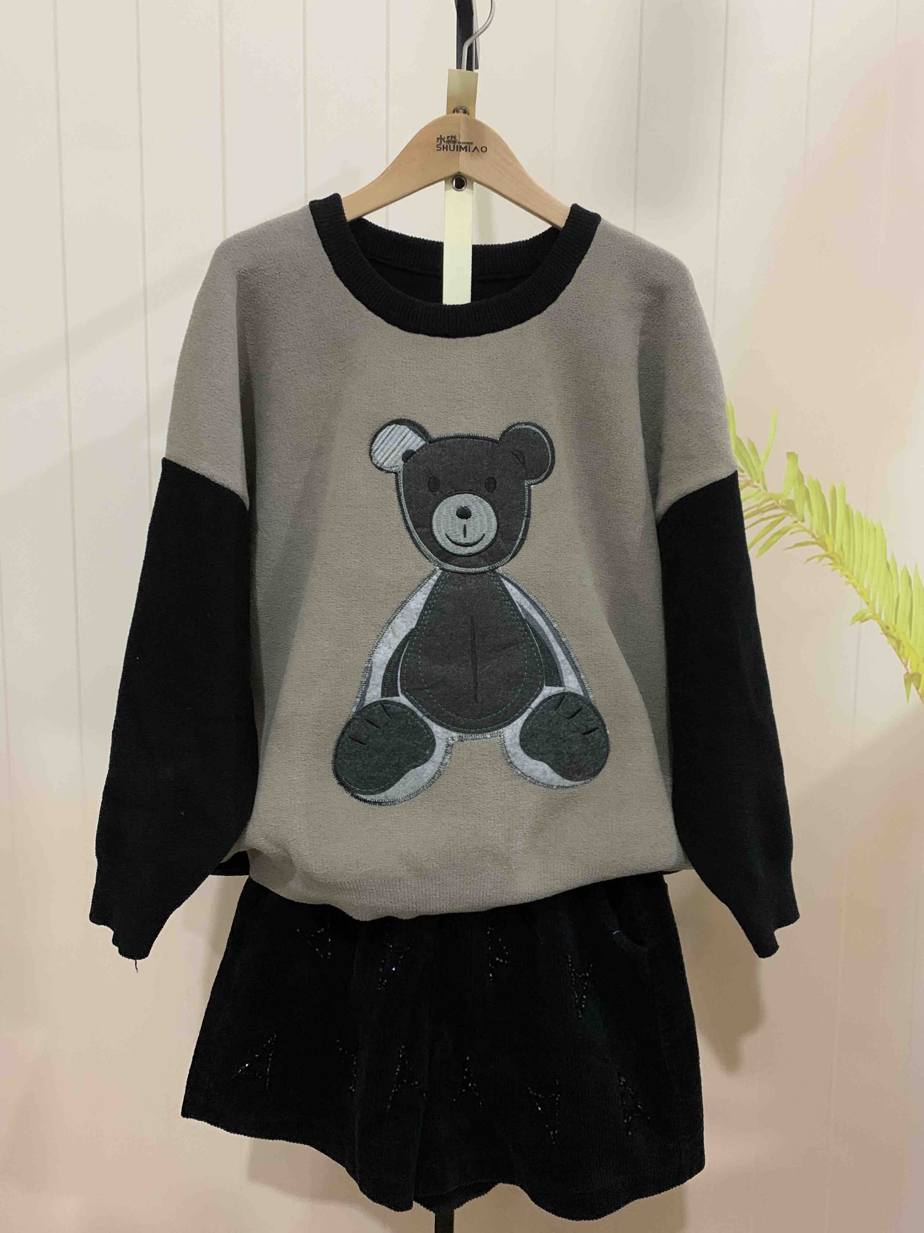 码休闲女装新款刺绣小熊毛衣针织衫 保暖款 不起球6388 - 水淼微商城