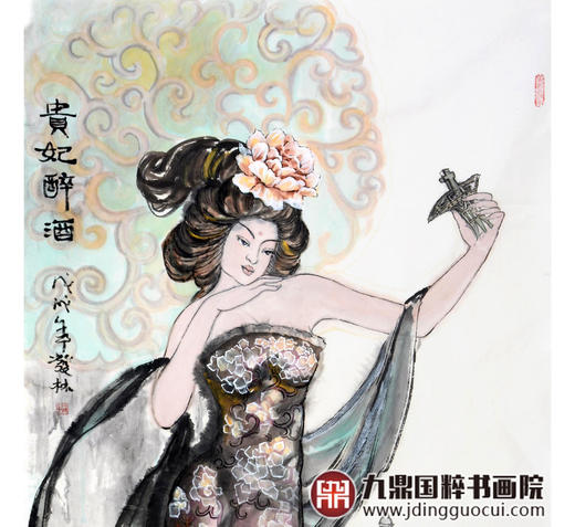 柴发林《贵妃醉酒》68*138cm 人物竖幅作品 玄关/书房挂画 商品图4