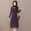 气质减龄，修身长袖时尚蕾丝水貂绒连衣裙YW-YDY-M810 商品缩略图0