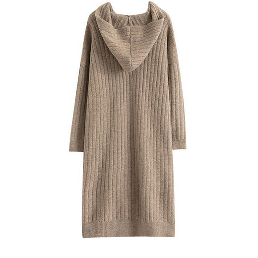 秋冬加厚中长款连衣裙针织毛衣连帽过膝长裙七夕情人节 商品图3