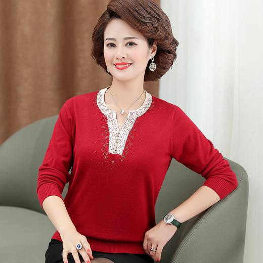 BY-7505秋冬季羊毛衫中老年女士T恤针织衫 商品图0