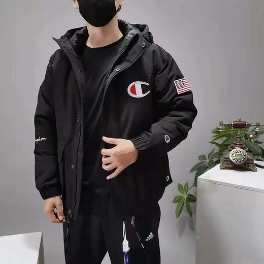 原单日版champion冠军羽绒服男女秋冬新款拼色拼接大c刺绣加厚保暖工