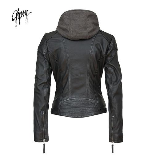 德国Gipsy猎皮仕 女士简约带帽皮夹克 休闲皮衣 商品图1