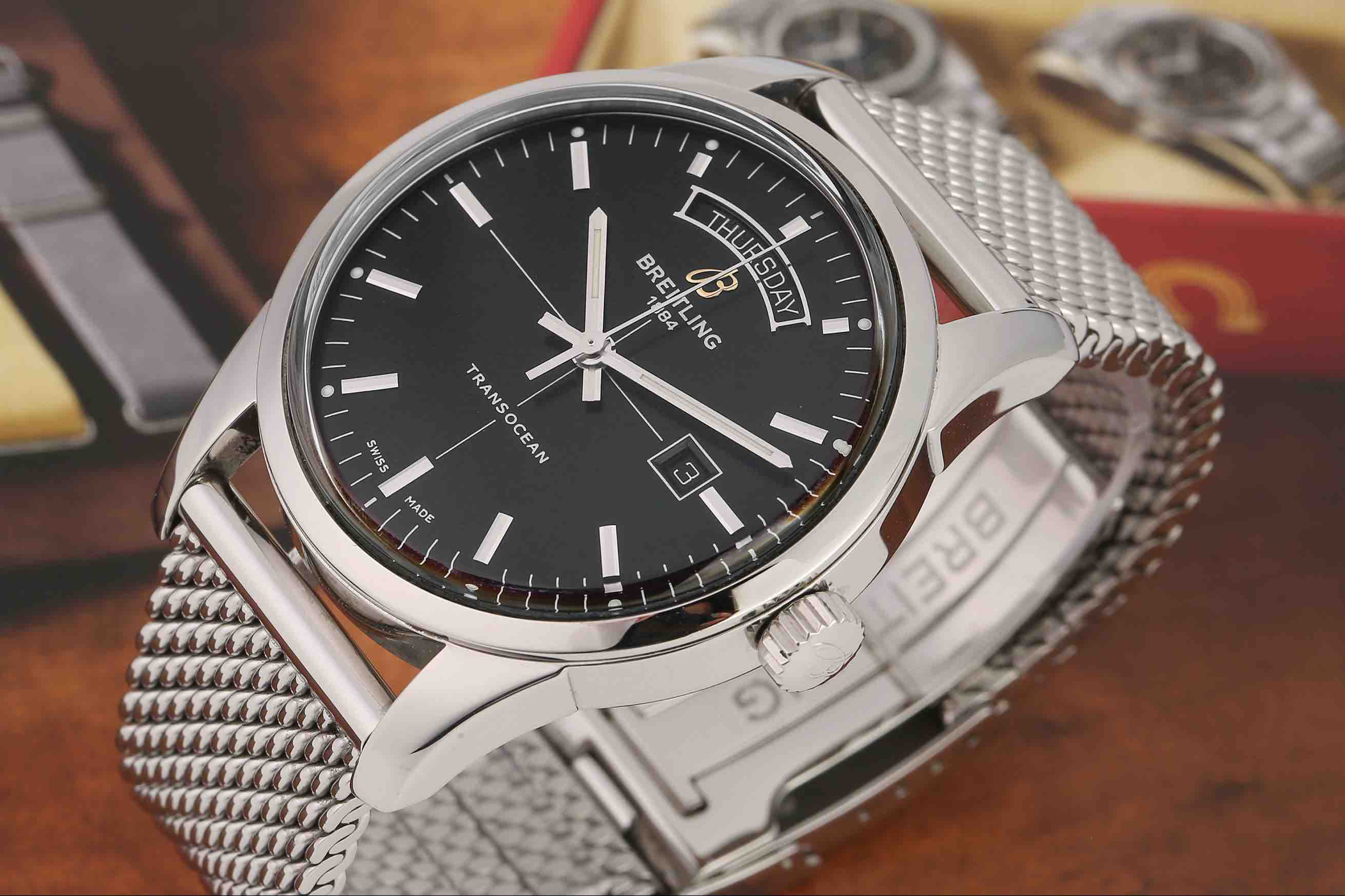 【二手正品】百年灵特惠￥26388 【九九新百年灵越洋系列精钢自动机械