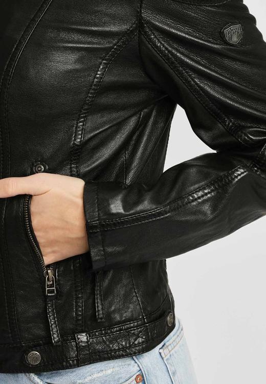 德国Gipsy猎皮仕 女士简约带帽皮夹克 休闲皮衣 商品图3