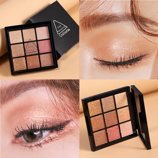 CoolBarbie韩版9色眼影盘全珠光九宫格亮片眼影ins网红初学者彩妆 商品图2