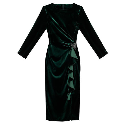 ZL-ZZ20246金丝绒连衣裙新款高端温柔风秋冬中长款收腰显瘦打底裙 商品图3