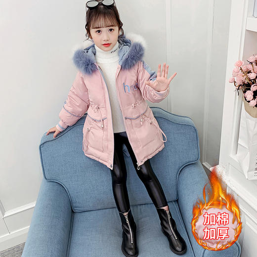YXFS-WT823加厚大毛领儿童冬装棉衣童装女童棉服中大童外套 商品图1