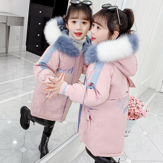 YXFS-WT823加厚大毛领儿童冬装棉衣童装女童棉服中大童外套 商品图4