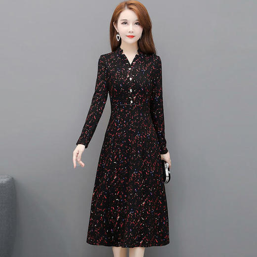 YW-TYH9912修身显瘦加绒加厚气质优雅保暖连衣裙 商品图0