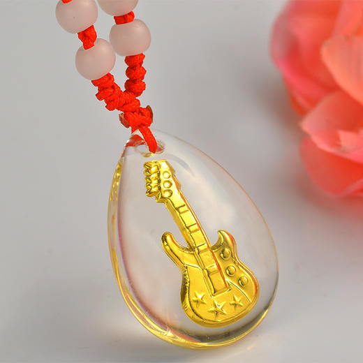 金色琴弦吊坠金镶玉白水晶送女友闺蜜节日生日礼物 商品图4